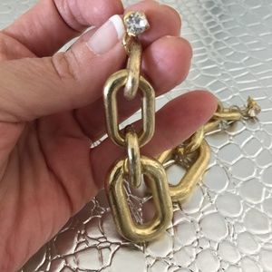 GOLD AND CZ LINK EARRINGS COSTUME WORN ONCE DRESS UP OR CASUAL WITH JEANS/DRESS